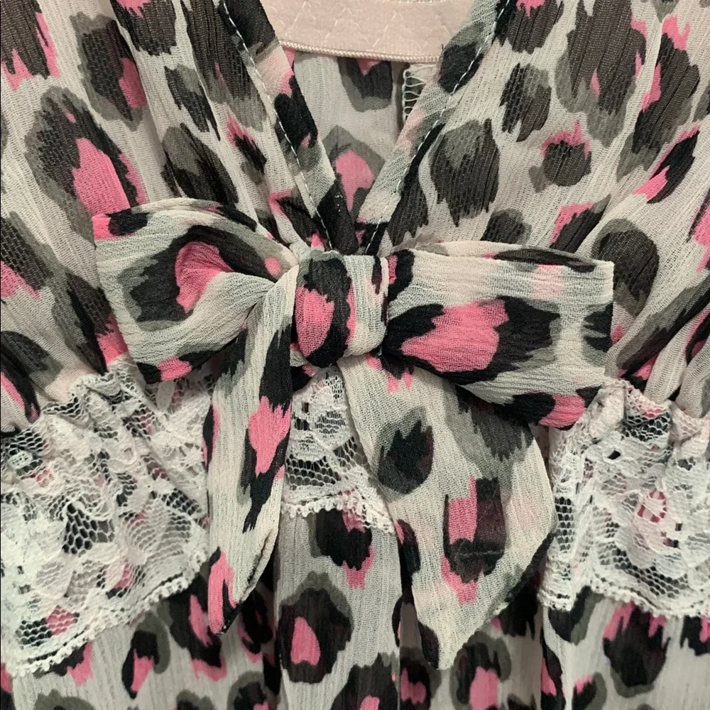 Y2K Cinema Etoile Pink Leopard Print Lingerie Dress - Picture 4 of 10